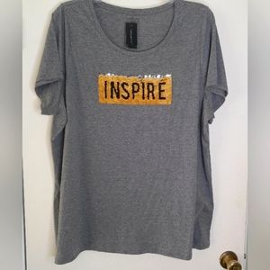 Lane Bryant 26-28 gray Inspire/Teach short sleeve t-shirt NWT